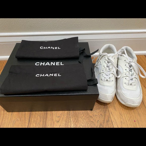 Chanel All White Sneakers in size US 8.5 - Picture 1 of 8